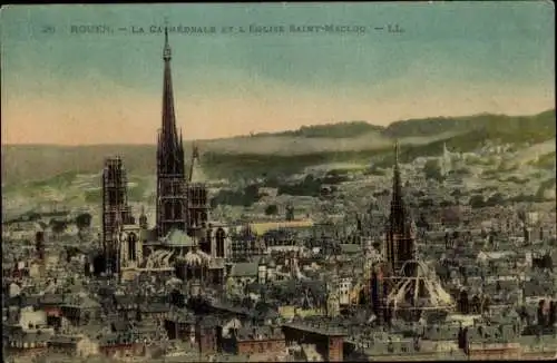 Ak Rouen Seine Maritime, Totale mit Kathedrale und Sankt Maclou Kirche