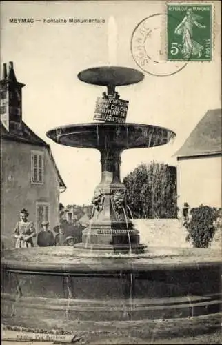 Ak Meymac Corrèze, Monumentalbrunnen