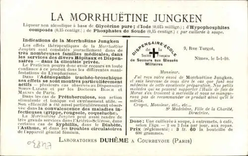 Ak Paris, Laboratoires Duheme a Courbevoie, La Morrhuetine Jungken