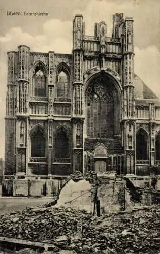 Ak Louvain Leuven Löwen Flandern Flämisch Brabant, Peterskirche, Kriegszerstörung I. WK