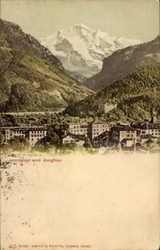 Ak Interlaken Kanton Bern Schweiz, Teilansicht, Jungfrau