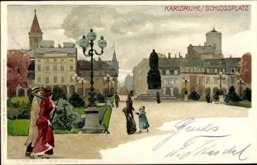 Künstler Litho Kley, Karlsruhe, Schlossplatz