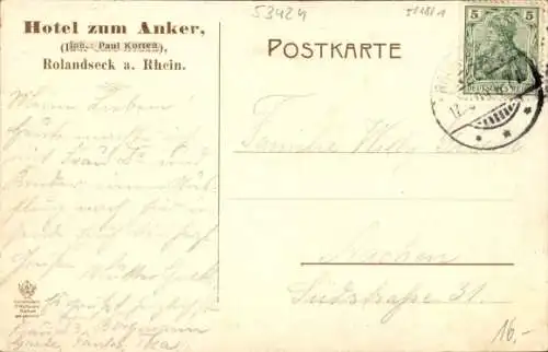 Ak Rolandseck Remagen am Rhein, Hotel zum Anker, Panorama