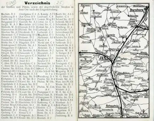 Klapp Landkarten Stadtplan Ak Jena in Thüringen, Straßenverzeichnis, Eingemeindung Jena Ost