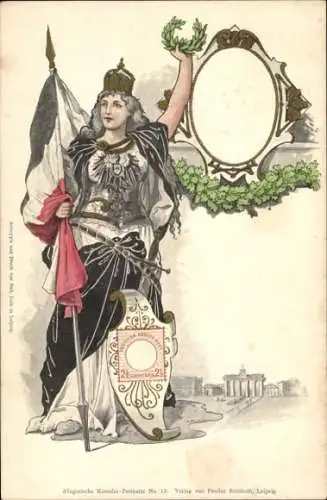 Präge Briefmarken Ak Germania, Kaiser Wilhelm II., Deutsche Reichspost 2 1/2 Groschen