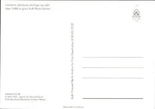 Ak Schauspielerin Nadja Tiller, Portrait, Hut, Mantel