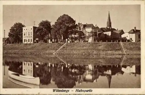 Ak Wittenberge an der Elbe Prignitz, Hafenpartie