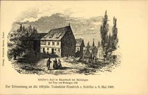 Künstler Ak Bauerbach Grabfeld, Asyl von Schriftsteller Friedrich von Schiller bei Frau von Wolzogen