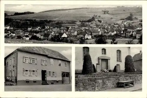 Ak Hennethal Hohenstein im Taunus, Gesamtansicht, Gasthaus Zur schönen Aussicht