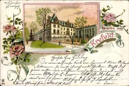 Passepartout Litho Krefeld am Niederrhein, Rathaus