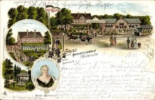 Litho Wolfenbüttel in Niedersachsen, Restaurant Antoinettenruh, Inh. Gustav Lutz, Kavalierhaus