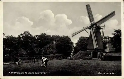 Ak Lonneker Twente Overijssel, Getreidemühle