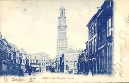 Ak Zutphen Gelderland, Markt, Wijnhuistoren