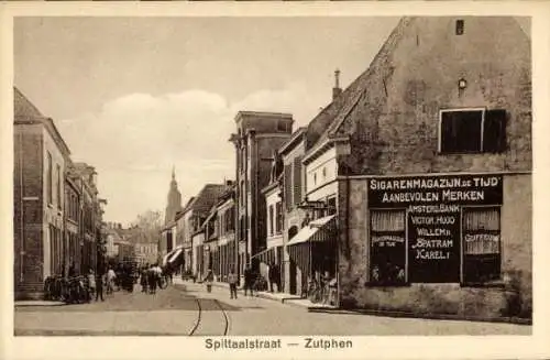 Ak Zutphen Gelderland, Spittaalstraat, Cigarenmagazijn