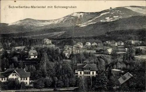 Ak Marienthal Szklarska Poręba Schreiberhau Riesengebirge Schlesien, Panorama, Schneegruben