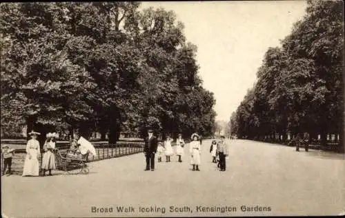 Ak Kensington London England, Broad Walk, Kensington Gardens