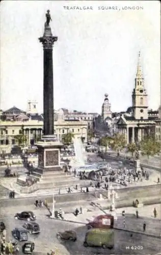 Ak London City England, Trafalgar Square, Nelson Monument