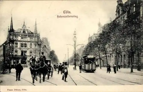 Ak Köln am Rhein, Hohenzollernring, Straßenbahn, Kutsche