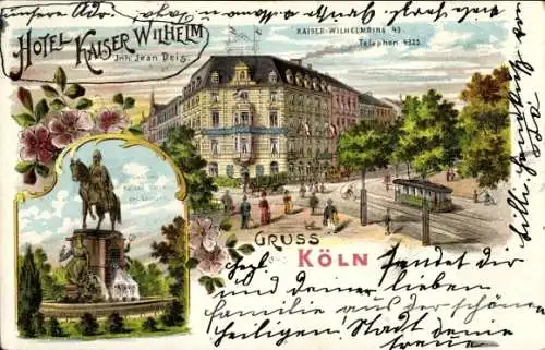 Litho Köln am Rhein, Hotel Kaiser Wilhelm, Kaiser Wilhelm Ring 43, Denkmal