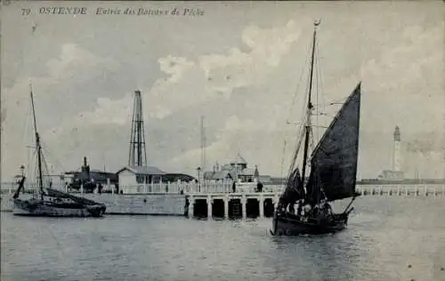 Ak Oostende Ostende Westflandern, Entree des Bateaux de Peche