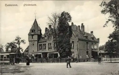 Ak Hannover in Niedersachsen, Pferdeturm, Straßenbahn