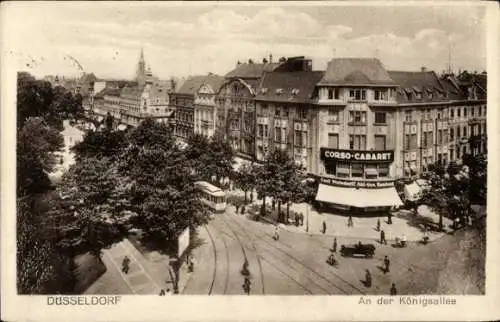 Ak Düsseldorf am Rhein, Königsallee, Corso-Cabaret, Straßenbahn