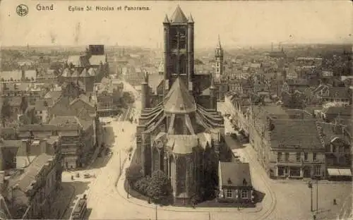 Ak Gand Gent Ostflandern, Sankt Nicolas Kirche, Panorama