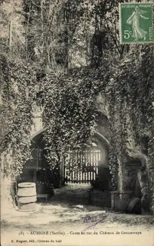 Ak Aubigné Racan Sarthe, Felsenkeller des Château de Gennevraye