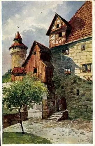 Künstler Ak Nürnberg in Mittelfranken, Teilansicht, Turm