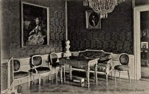 Ak Weimar in Thüringen, Wittums-Palais, Dichterzimmer, Porträt, Gemälde, Tisch, Stühle