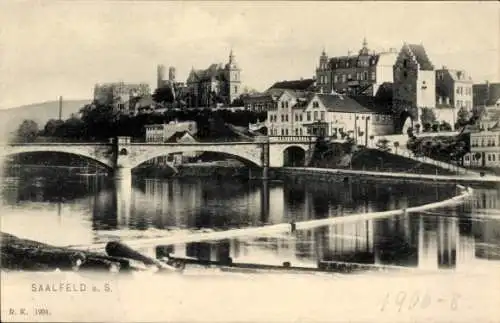 Ak Saalfeld an der Saale Thüringen, Brücke, Teilansicht