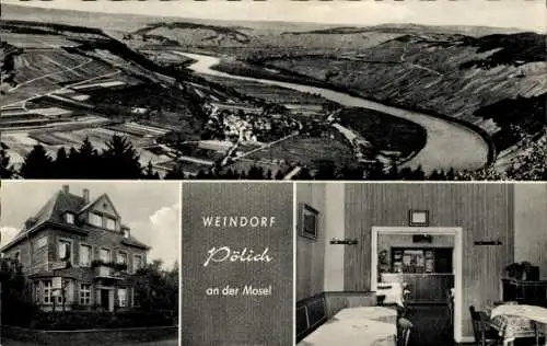 Ak Pölich an der Mosel, Panorama, Weinstube Schömann, Gastraum