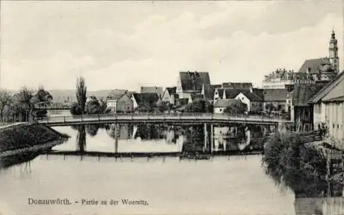 Ak Donauwörth in Schwaben Bayern, Woernitz, Brücke