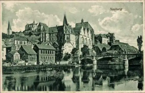 Ak Marburg, Fachwerkhäuser, Brücke, Teilansicht