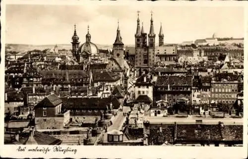 Ak Würzburg am Main Unterfranken, Teilansicht