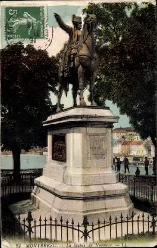 Ak Montereau Seine et Marne, Die Statue von Napoleon