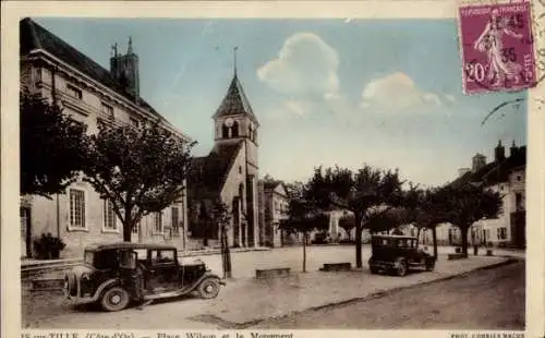 Ak Is sur Tille Côte-d’Or, Place Wilson, Denkmal