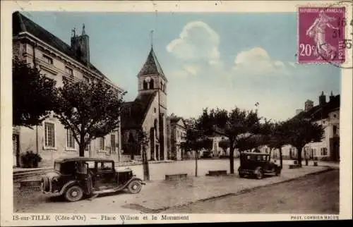 Ak Is sur Tille Côte-d’Or, Place Wilson, Denkmal