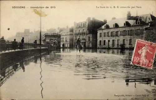 Ak Soissons-Aisne, Überschwemmung von 1910