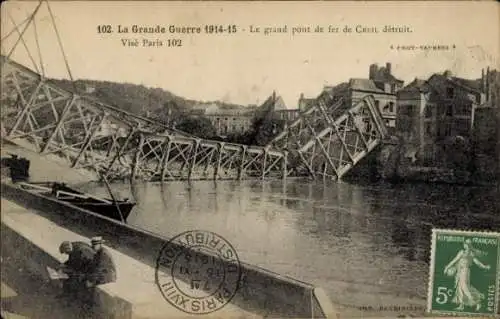 Ak Creil-Oise, Die große Eisenbrücke