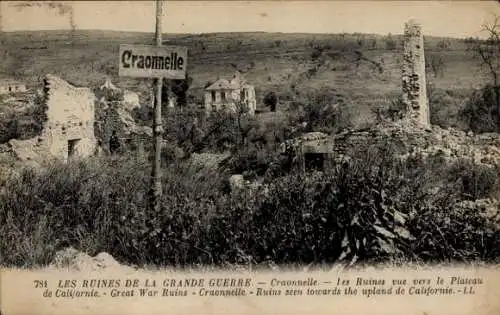 Ak Craonnelle Aisne, Ruinen mit Blick auf das Plateau de Californie