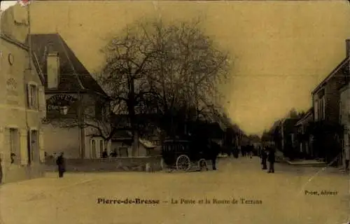 Ak Pierre de Bresse Saône et Loire, Straßenpartie, Post