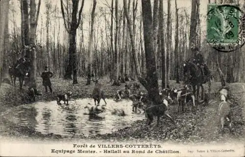 Ak Villers Cotterêts Aisne, Jagdszene, Reiter, Jagdhunde