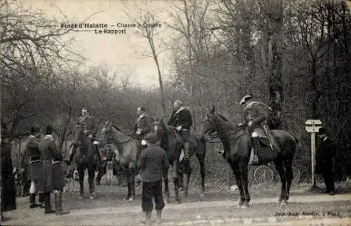 Ak Foret d'Halatte Oise, Jagdgesellschaft, Reiter