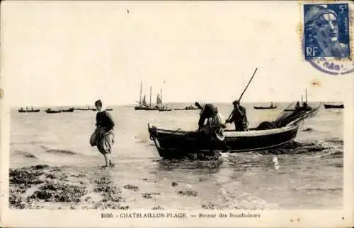 Ak Châtelaillon Plage Charente Maritime, Rückkehr der Boucholeurs