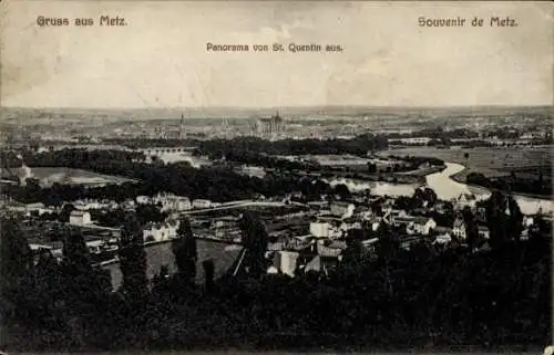 Ak Metz Moselle, Panorama, Blick von St. Quentin