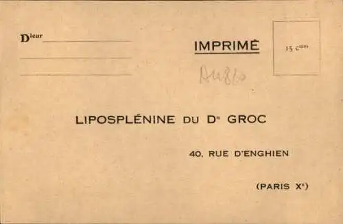 Ak Paris X., Reklame, Liposplenine du Dr. Groc, Rue d'Enghien