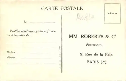 Ak Paris II., Reklame, MM. Roberts & Co., Pharmaciens, Rue de la Paix