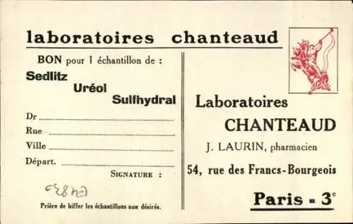 Ak Paris III, Laboratoires Chanteaud, J. Laurin