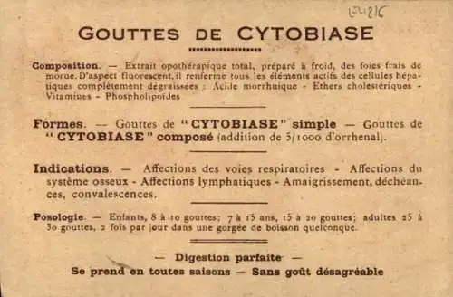 Ak Gouttes de Cytobiase, Reklame